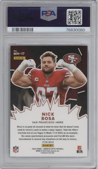Nick Bosa from the 2022 Panini Donruss Optic set graded by PSA and given an overall grade of 10.
