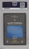 Alvin Kamara from the 2017 Panini Donruss Optic set featuring a Red/Yellow parallel graded by PSA and given an overall grade of 10.