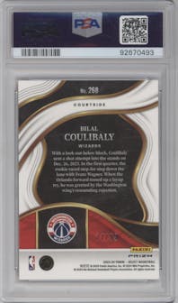 Bilal Coulibaly from the 2023-24 Panini Select  set featuring a Pink Cracked Ice parallel graded by PSA and given an overall grade of 10.