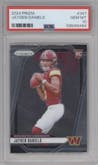Jayden Daniels from the 2024 Panini Prizm set graded by PSA and given an overall grade of 10.