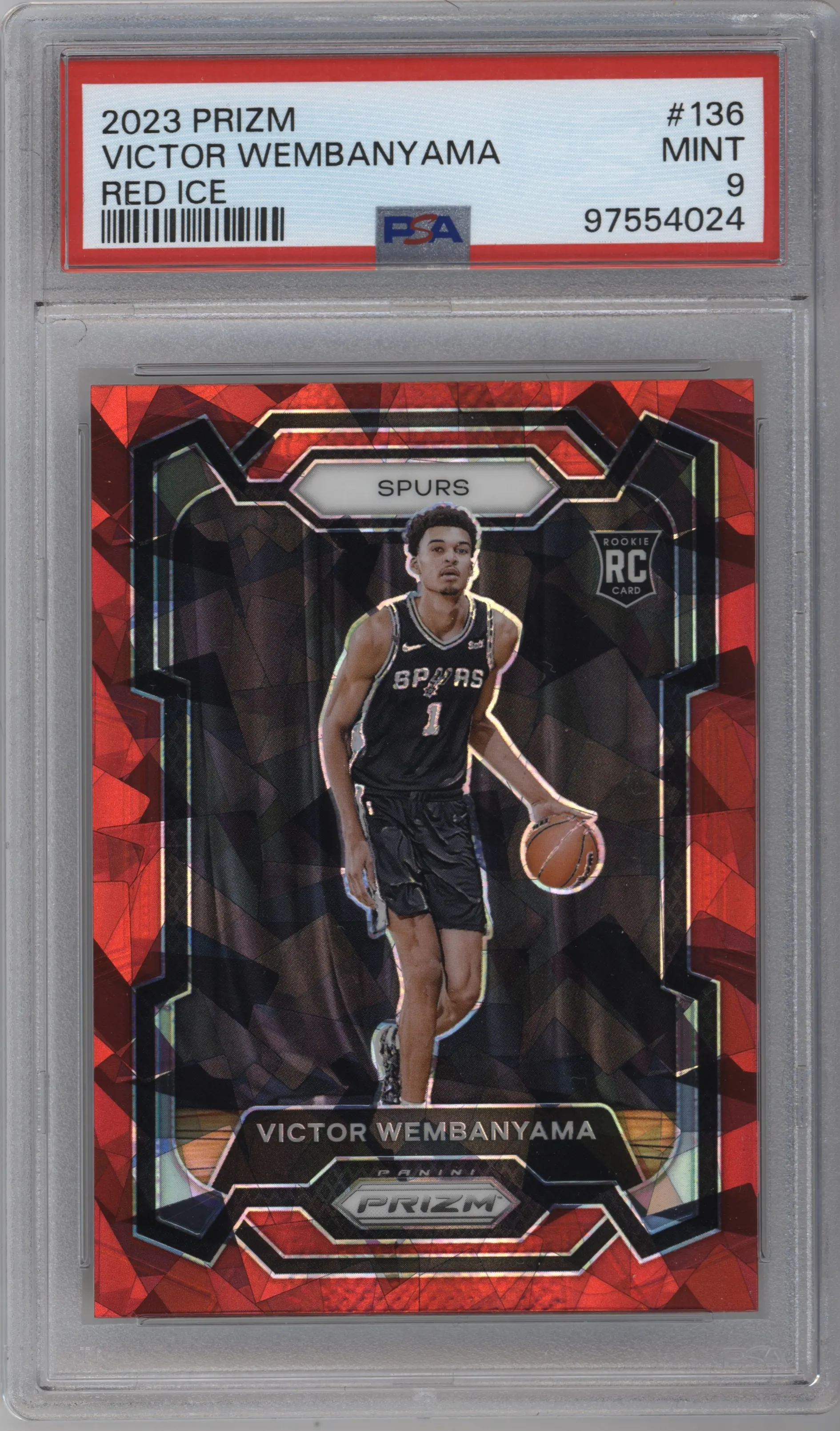 2023 Panini Prizm Victor Wembanyama Red Ice #136 PSA 9