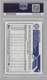 Corey Seager from the 2023 Topps Chrome Logofractor Edition set featuring a Gold Refractor parallel graded by PSA and given an overall grade of 9.