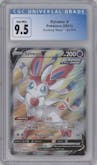 Sylveon V from the 2021 Pokemon SWSH set graded by CSG and given an overall grade of 9.5.