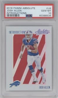 Josh Allen from the 2018 Panini Absolute set graded by PSA and given an overall grade of 10.