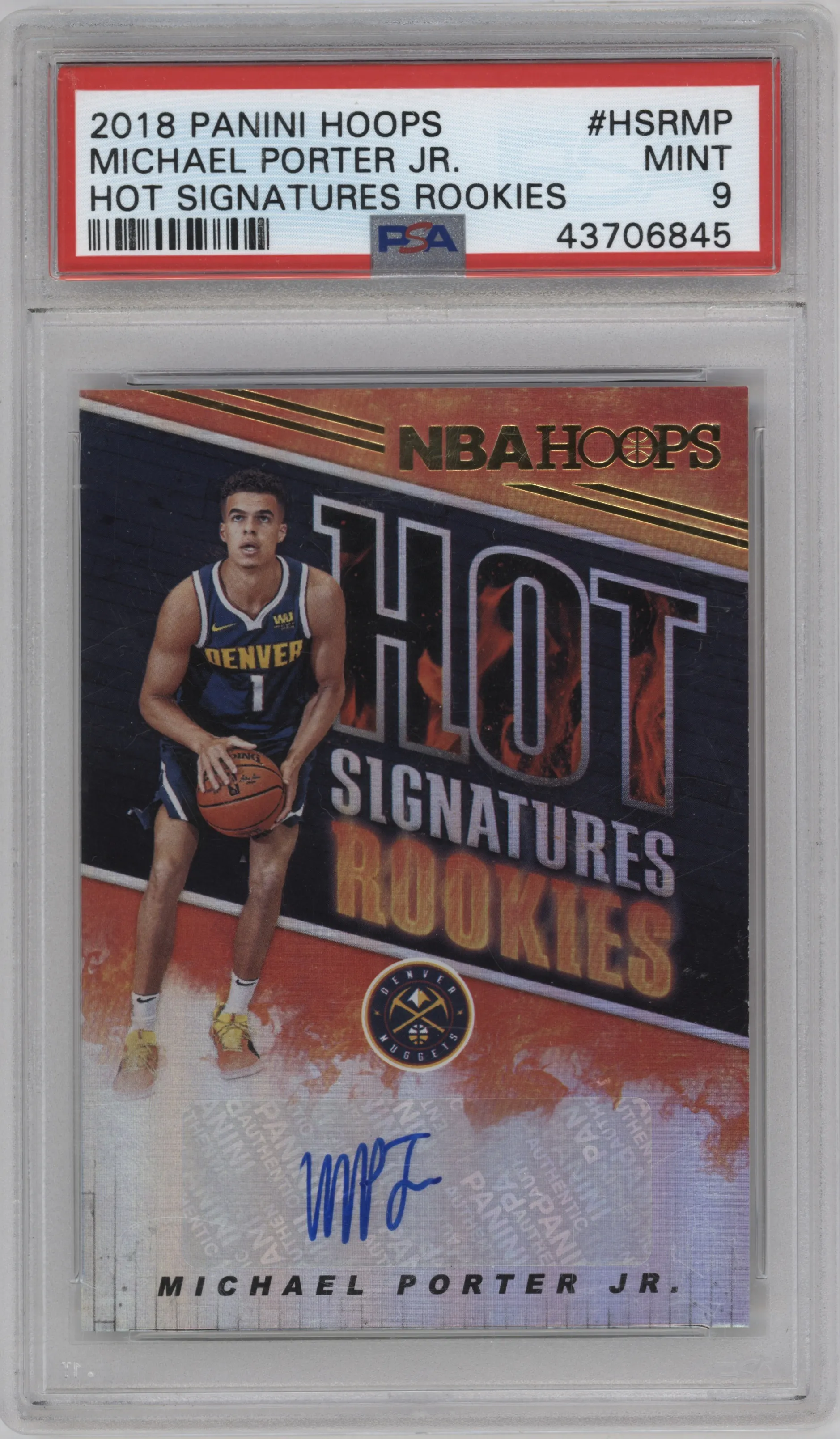 2018 Panini NBA Hoops Hot Sig.Rookies Michael Porter Jr. #HSR-MP PSA 9