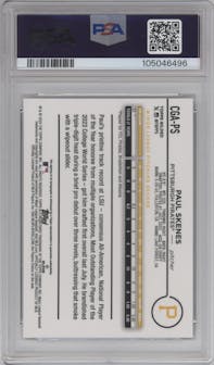Paul Skenes from the 2024 Topps Gilded Collection set featuring a Blue/Gold parallel graded by PSA and given an overall grade of 10.