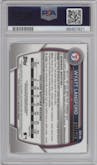 Wyatt Langford from the 2023 Bowman Draft set featuring a Purple Refractor parallel graded by PSA and given an overall grade of 10.