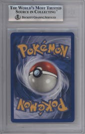 Charizard from the 2002 Pokemon  set graded by Beckett and given an overall grade of 8.5.