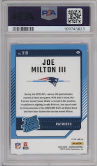 Joe Milton III  from the 2024 Donruss set featuring a Pink parallel graded by PSA and given an overall grade of 10.