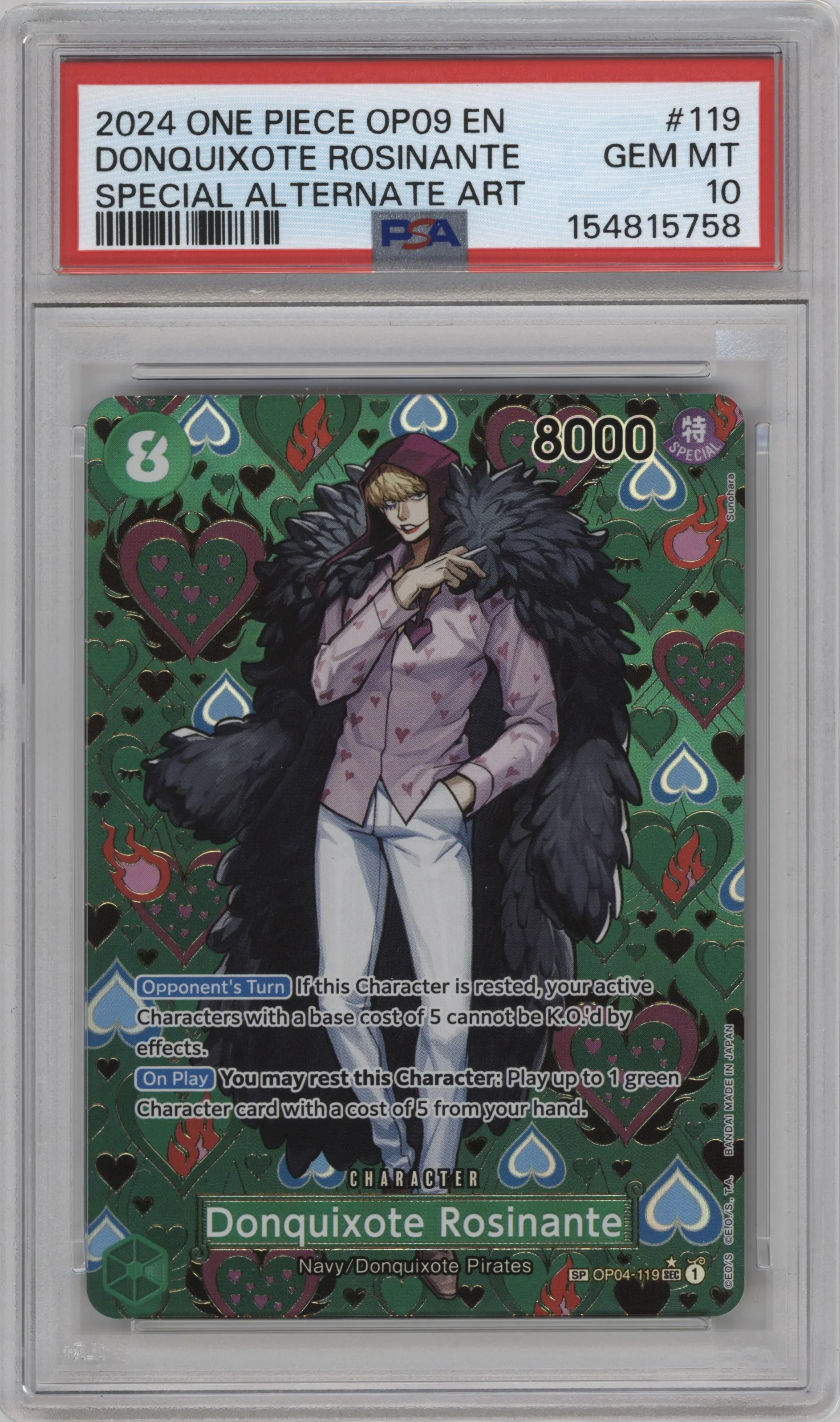 2024 One Piece Emperors in the New World Donquixote Rosinante Alternate Art OP04-119 SEC #SP OP04-119 SEC PSA 10