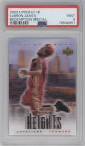 LeBron James from the 2003-04 Upper Deck set graded by PSA and given an overall grade of 9.
