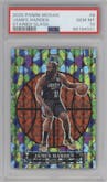 James Harden from the 2020-21 Panini Mosaic set graded by PSA and given an overall grade of 10.