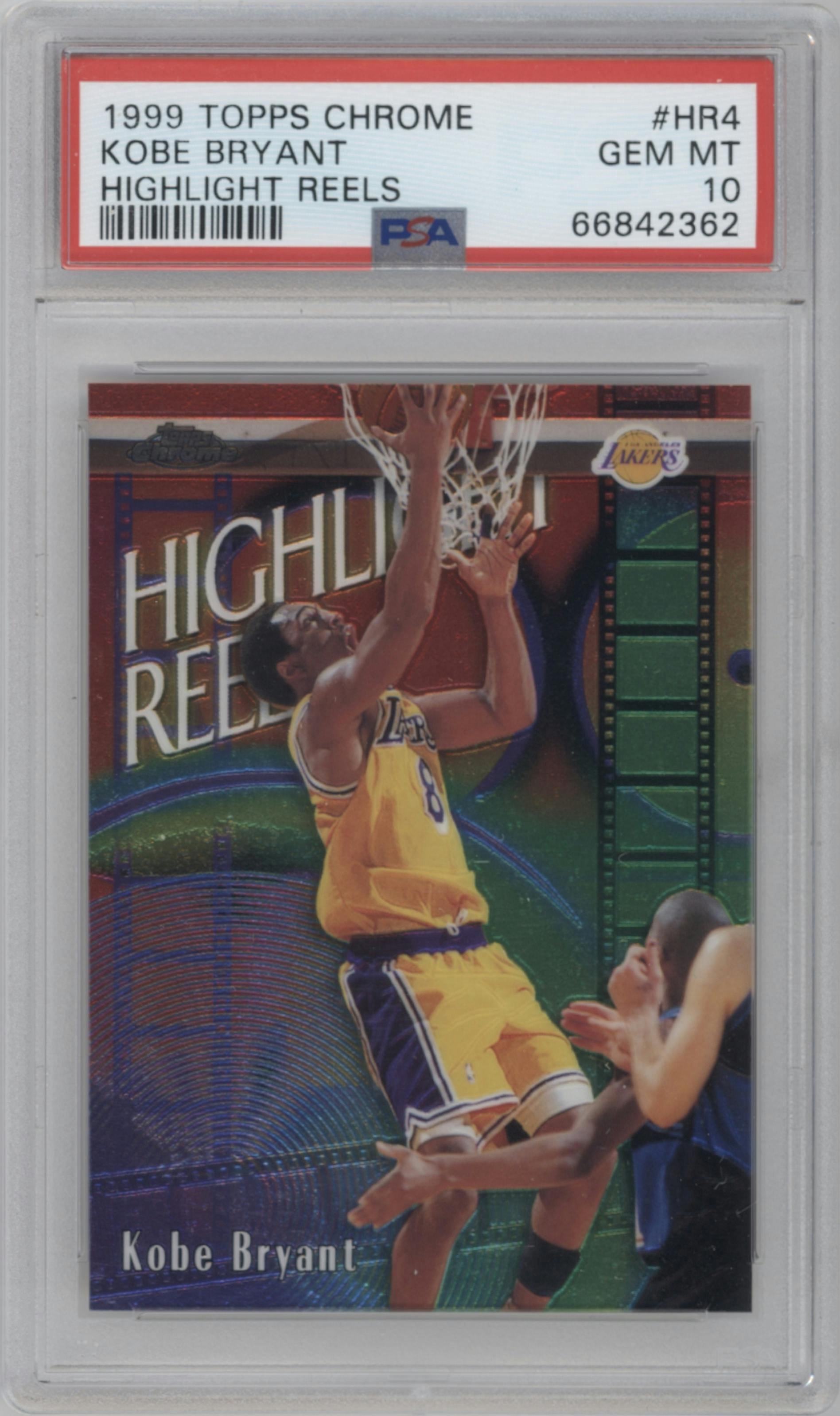 Kobe Bryant  from the 1999-00 Topps Chrome set graded by PSA and given an overall grade of 10.