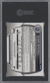 Blake Mitchell from the 2023 Bowman Draft set graded by SGC and given an overall grade of 10.