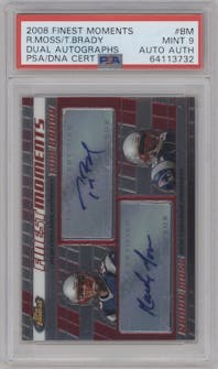 Tom Brady/Randy Moss  from the 2008 Topps Finest set graded by PSA and given an overall grade of 9.