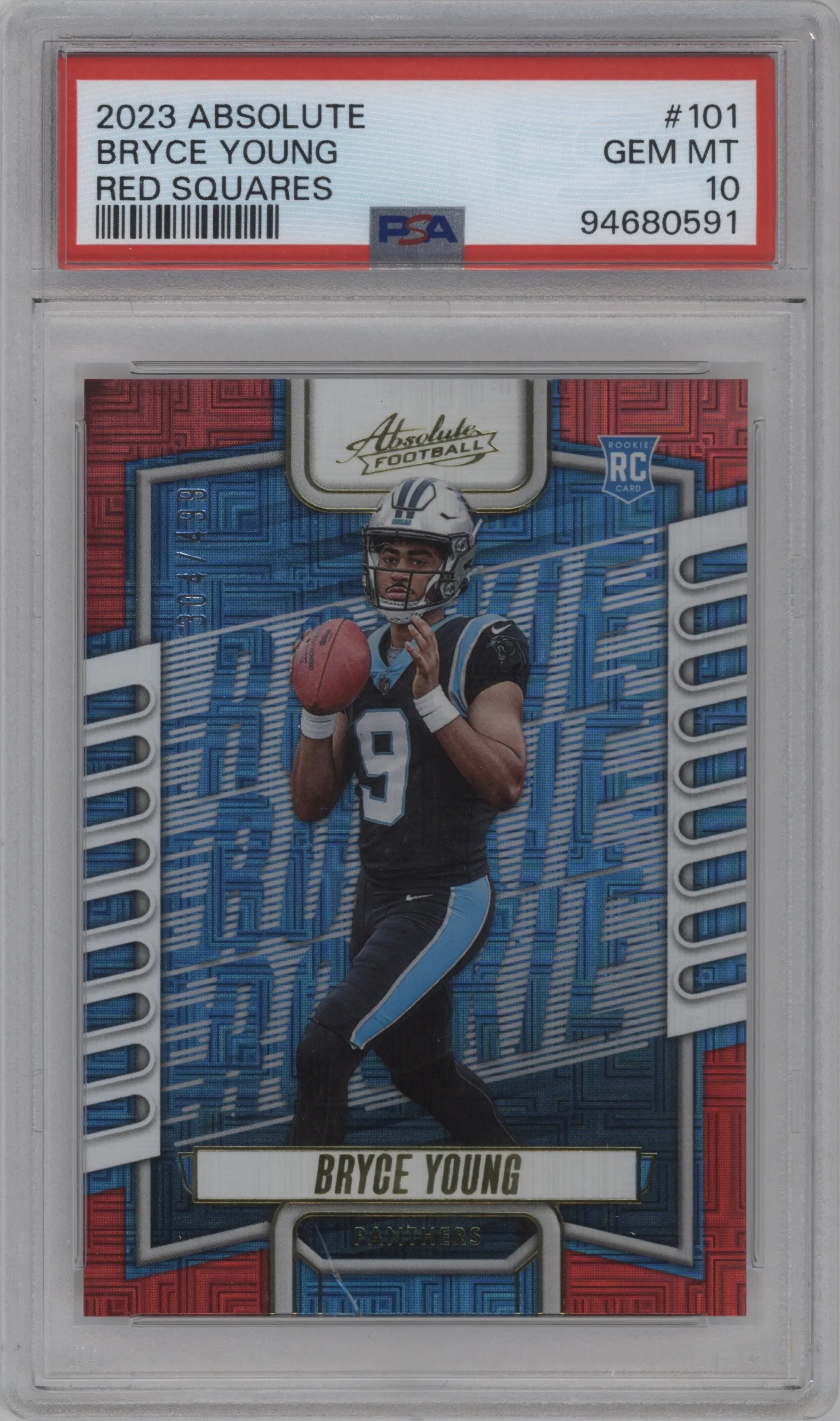 2023 Panini Absolute Bryce Young Red Squares #101 PSA 10