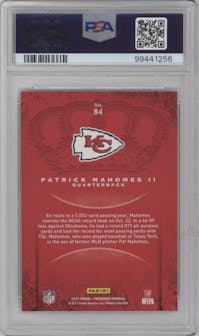 Patrick Mahomes II from the 2017 Panini Crown Royale set graded by PSA and given an overall grade of 9.