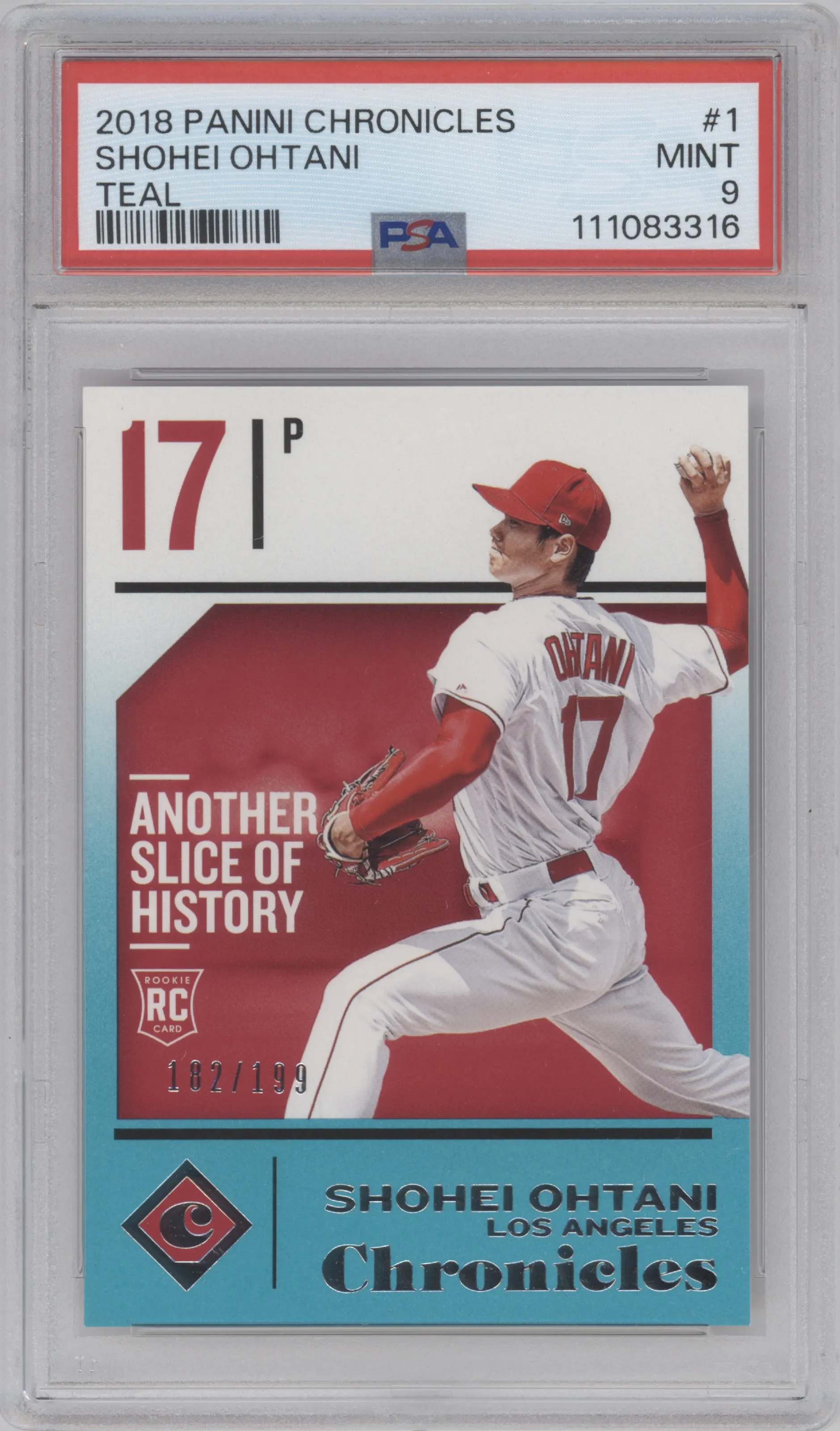 2018 Panini Chronicles Shohei Ohtani Teal #1 PSA 9