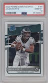 Jalen Hurts from the 2020 Panini Donruss Optic set graded by PSA and given an overall grade of 10.