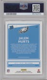 Jalen Hurts from the 2020 Panini Donruss Optic set graded by PSA and given an overall grade of 10.