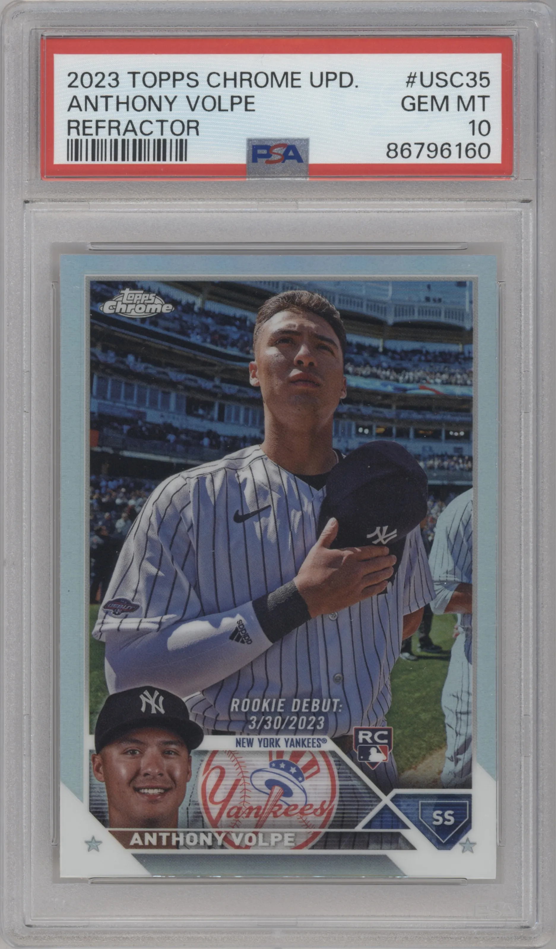 2023 Topps Chrome Update Anthony Volpe Refractor PSA 10