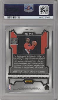 Scoot Henderson from the 2023-24 Panini Prizm set featuring a Silver Prizm  parallel graded by PSA and given an overall grade of 9.