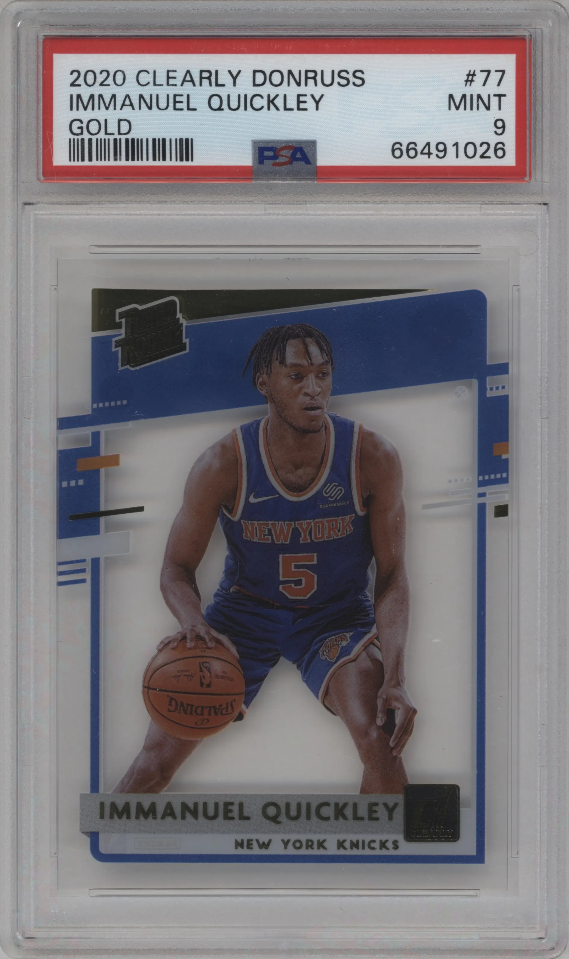 2020 Clearly Donruss Rated Rookie Immanuel Quickley Gold #77 PSA 9