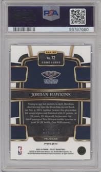 Jordan Hawkins from the 2023-24 Panini Select  set featuring a Blue Scope parallel graded by PSA and given an overall grade of 10.