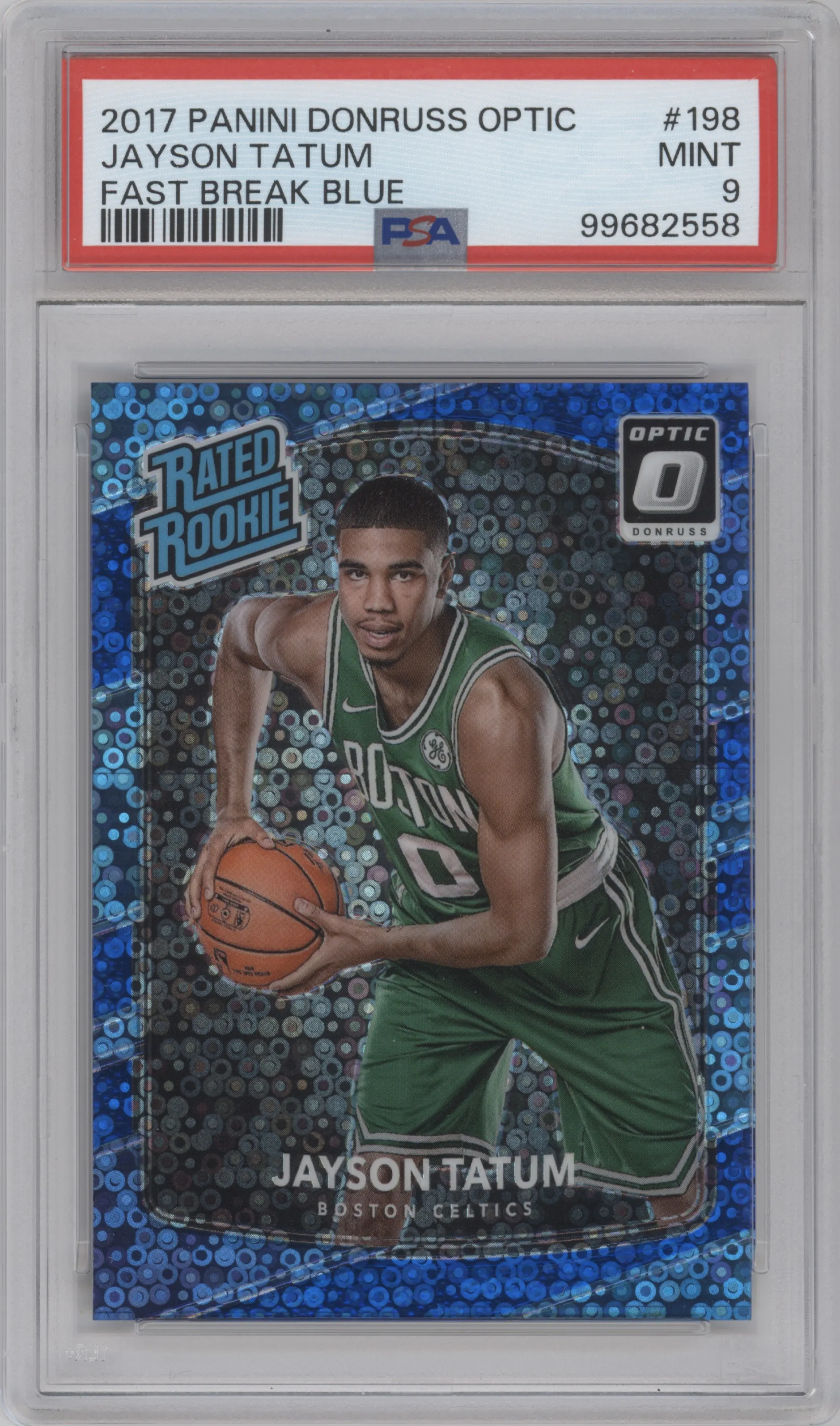 2017 Panini Donruss Optic Rated Rookie Jayson Tatum Fast Break Blue PSA 9