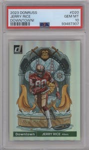  Jerry Rice from the 2023 Panini Donruss set graded by PSA and given an overall grade of 10.
