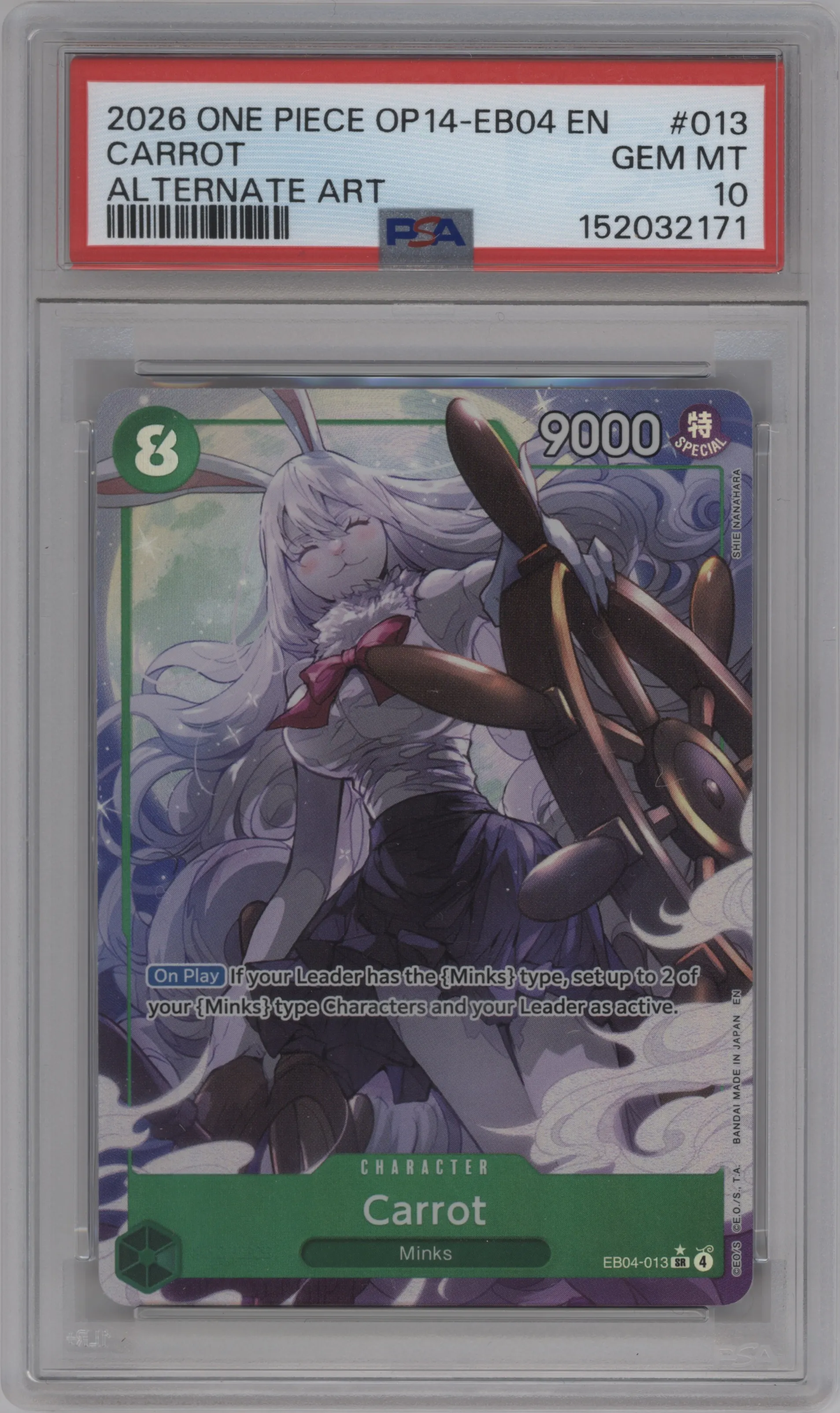 2026 One Piece The Azure Sea's Seven Carrot Alternate Art PSA 10