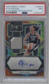 A'Ja Wilson from the 2024 Panini Select WNBA set featuring a Tie-Dye parallel graded by PSA and given an overall grade of 9.