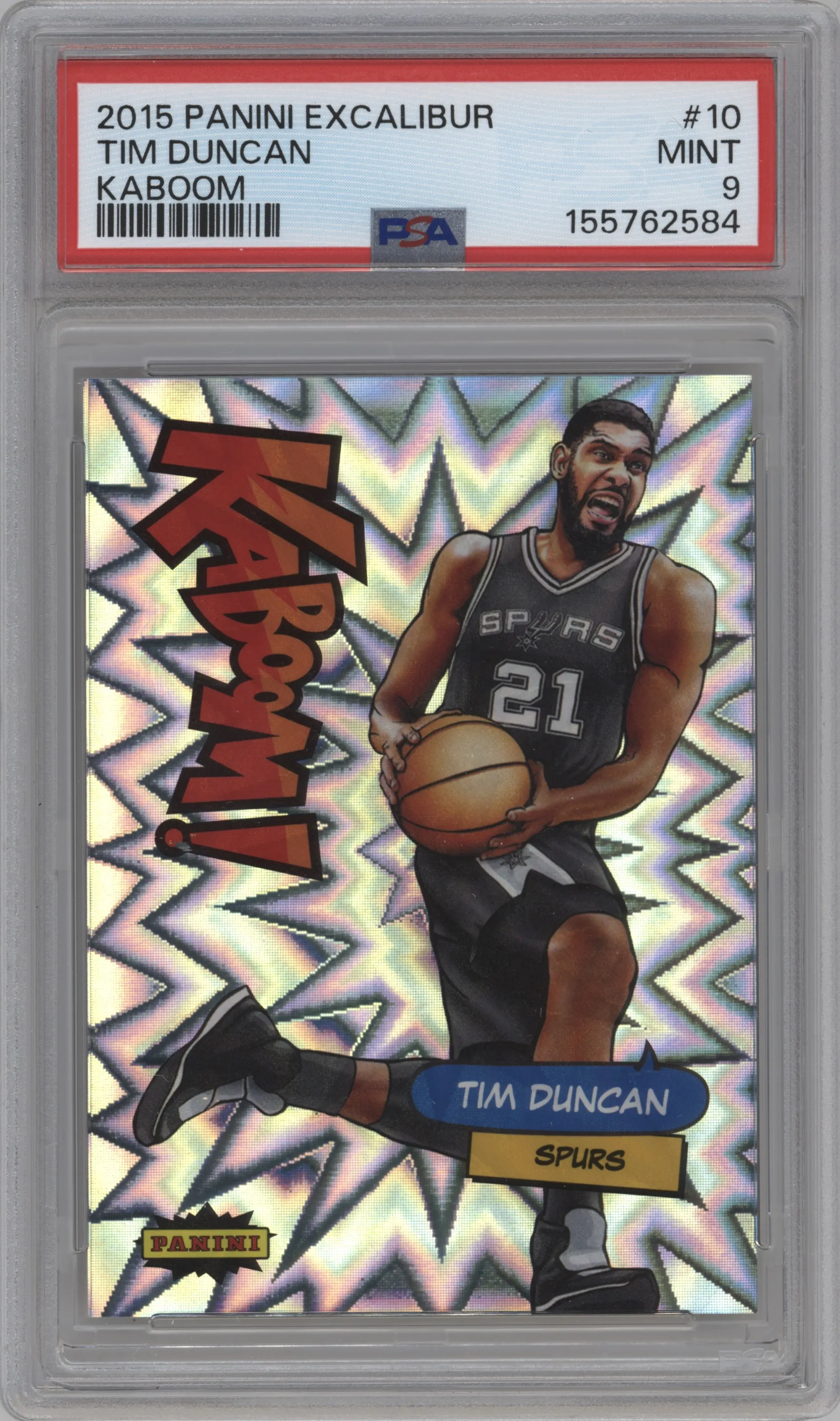 2015 Panini Excalibur Kaboom! Tim Duncan #10 PSA 9