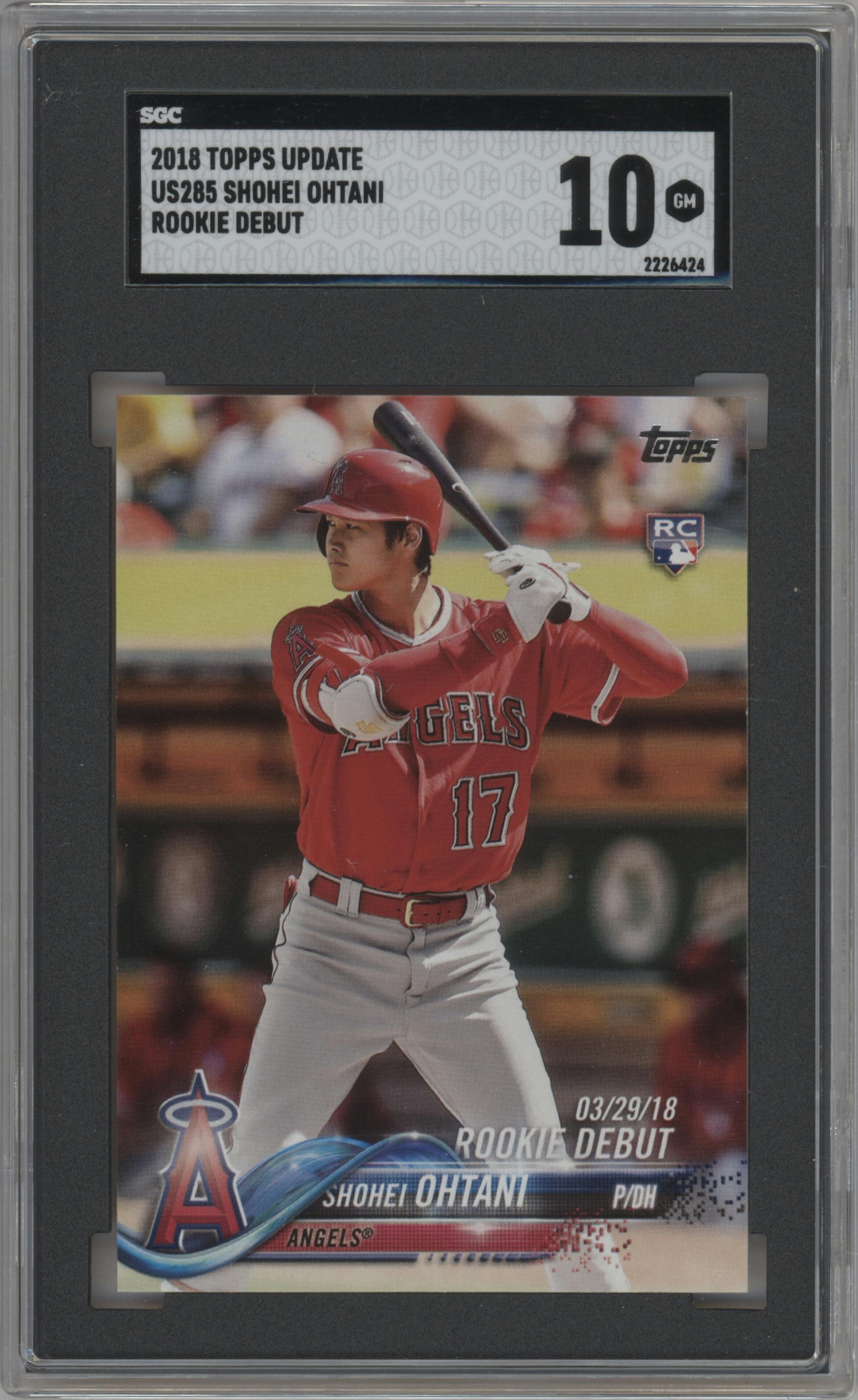Shohei Ohtani from the 2018 Topps Update set graded by SGC and given an overall grade of 10.