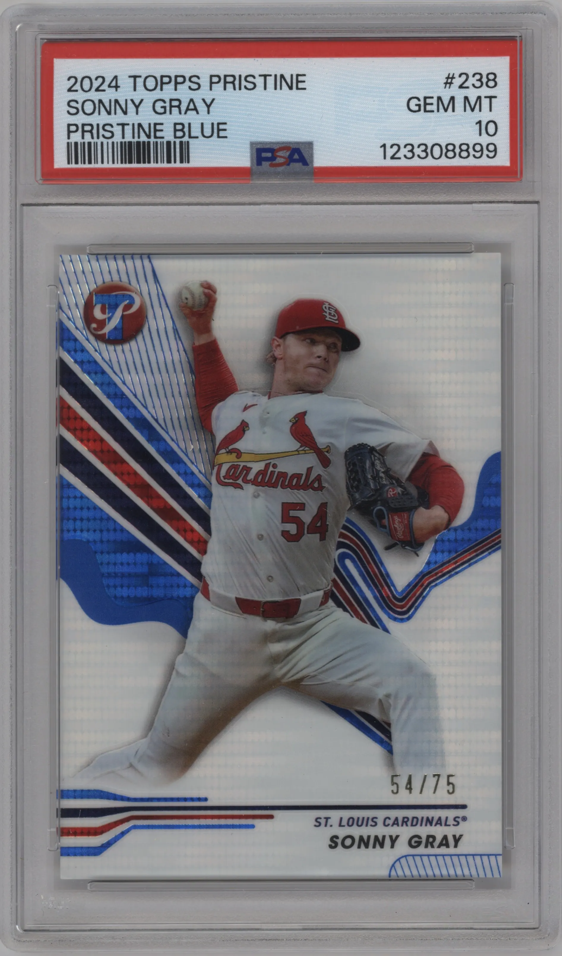 2024 Topps Pristine Sonny Gray Blue Pristine Pulsar Refractor #238 PSA 10
