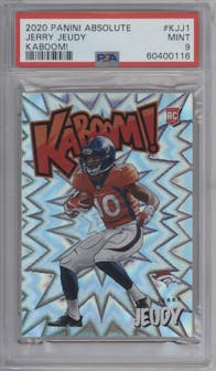 Jerry Jeudy from the 2020 Panini Absolute set graded by PSA and given an overall grade of 9.