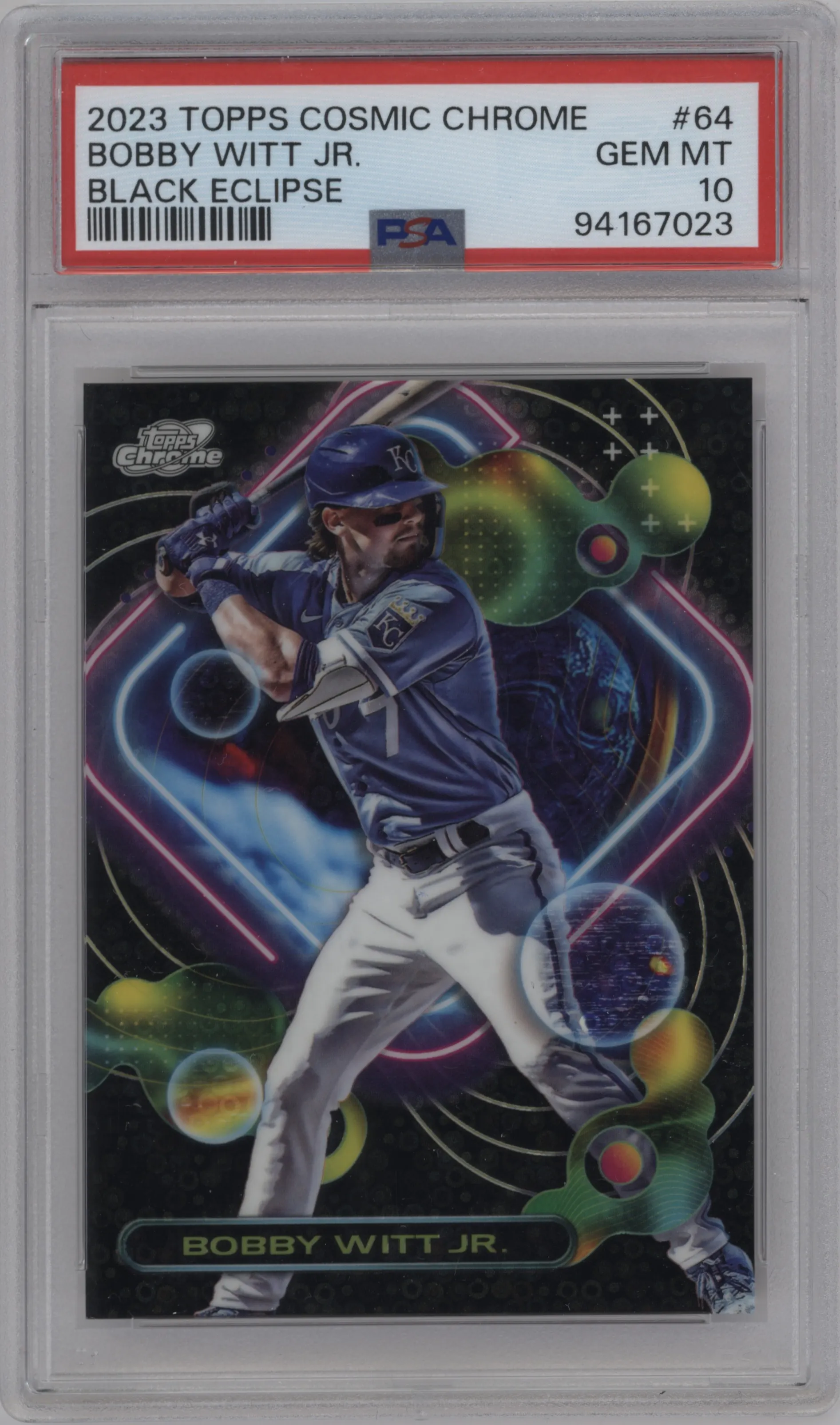 2023 Topps Cosmic Chrome Bobby Witt Jr. Black Eclipse #64 PSA 10