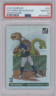  Anthony Richardson from the 2023 Panini Donruss set graded by PSA and given an overall grade of 10.