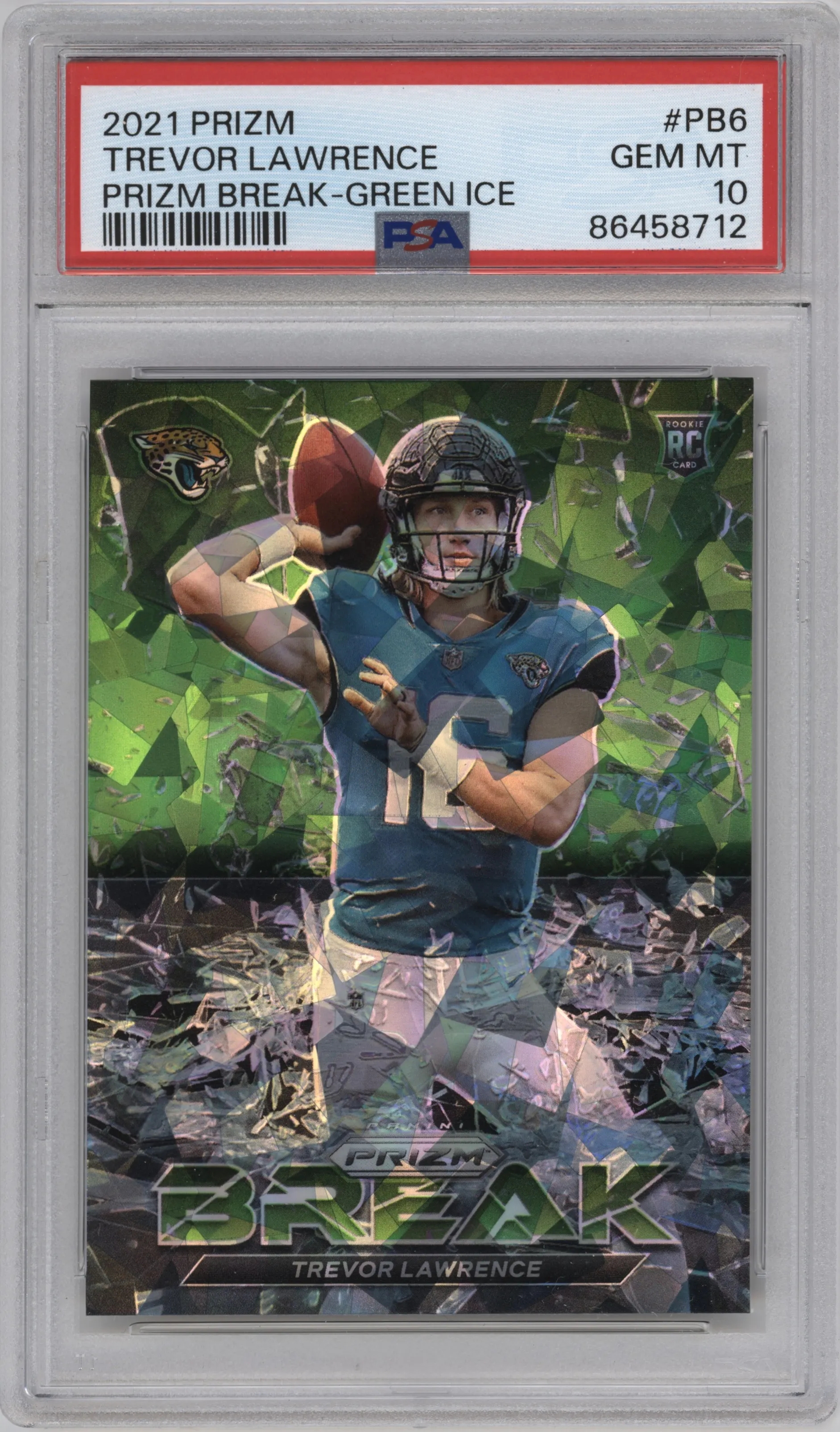 2021 Panini Prizm Prizm Break Trevor Lawrence Green Ice #PB-6 PSA 10