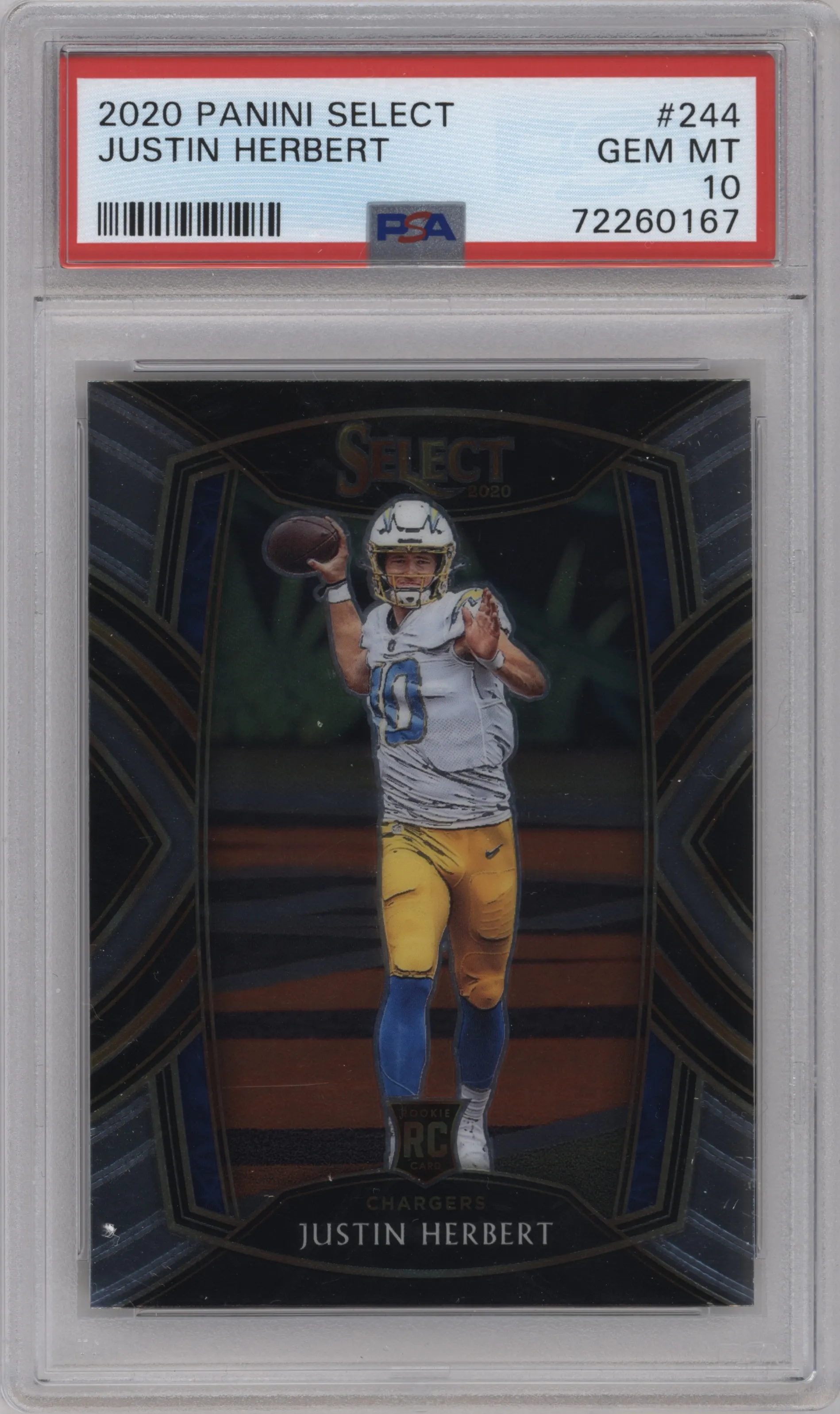 2020 Panini Select Club Lvl. Justin Herbert #244 PSA 10