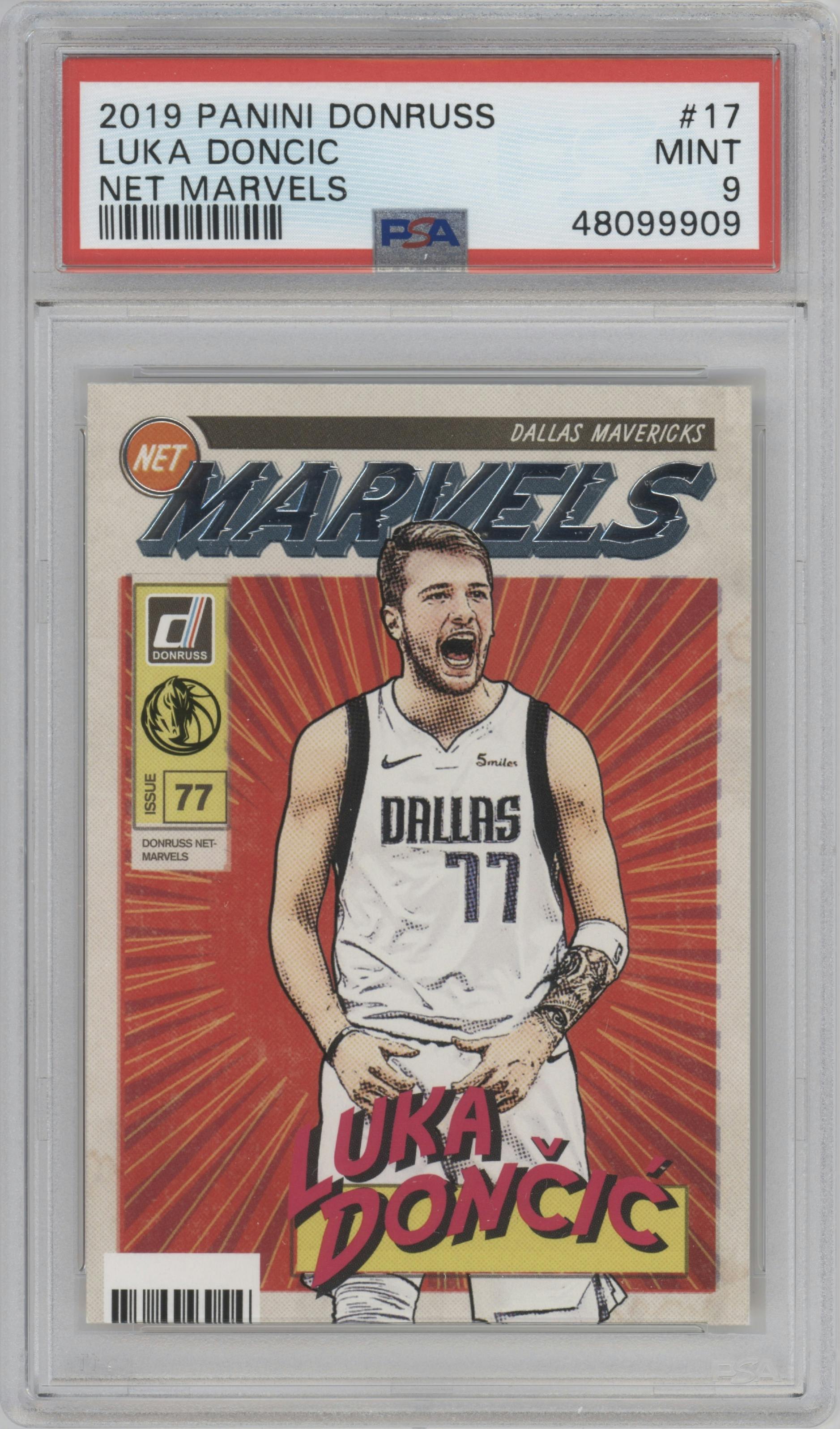 Luka Doncic from the 2019-20 Panini Donruss set graded by PSA and given an overall grade of 9.