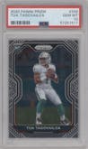 Tua Tagovailoa from the 2020 Panini Prizm set graded by PSA and given an overall grade of 10.