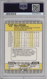 Bill Ripken from the 1989 Fleer set featuring a FF Error parallel graded by PSA and given an overall grade of 10.
