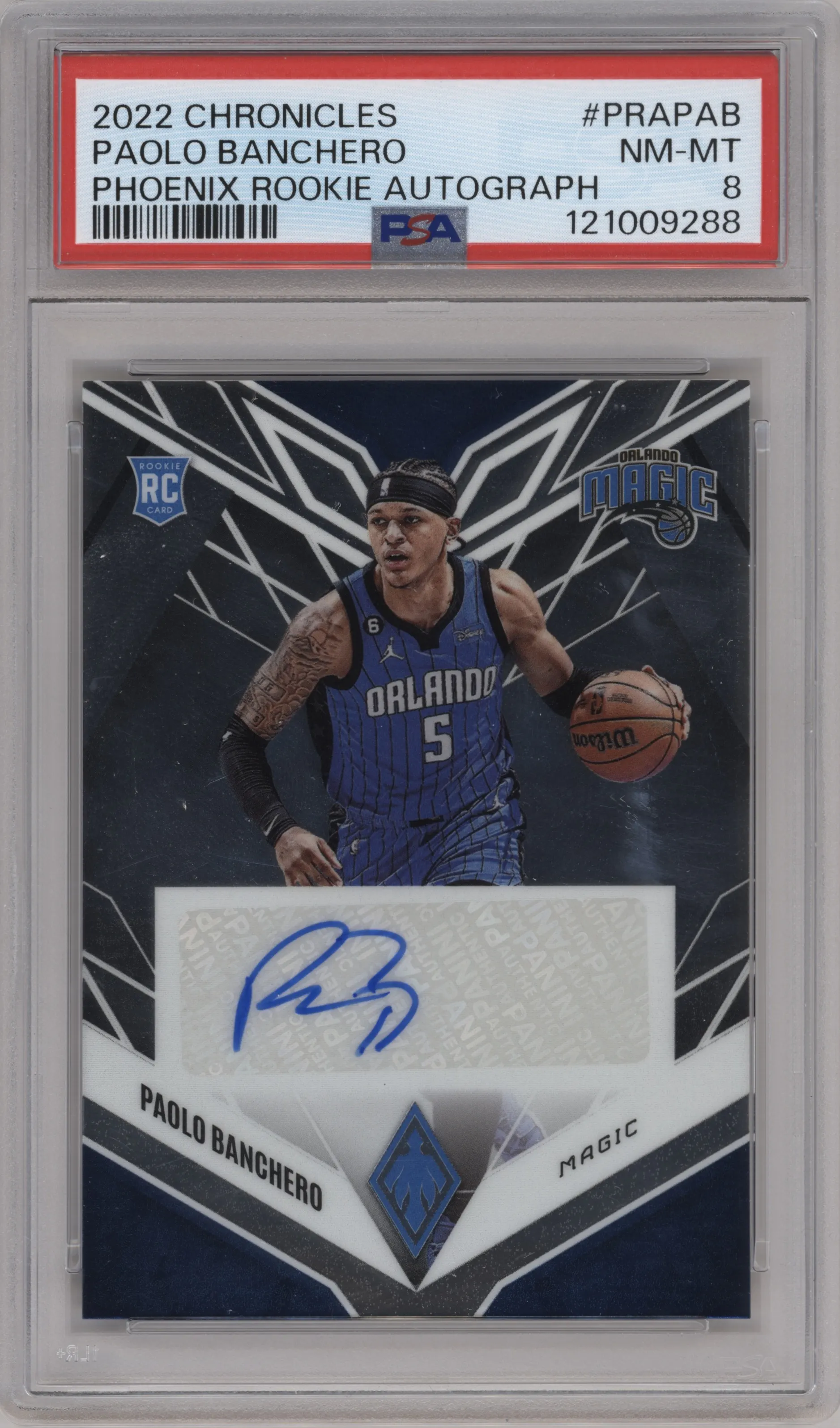 2022 Panini Chronicles Phx.Rke.Auto Paolo Banchero #PRA-PAB PSA 8