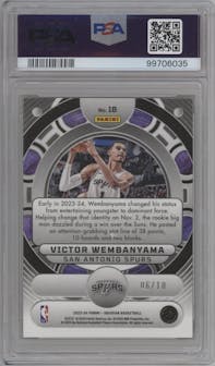Victor Wembanyama from the 2023-24 Panini Obsidian set featuring a Electric Etch Molten Mojo parallel graded by PSA and given an overall grade of 9.