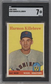 Harmon Killebrew from the 1958 Topps set graded by SGC and given an overall grade of 7.