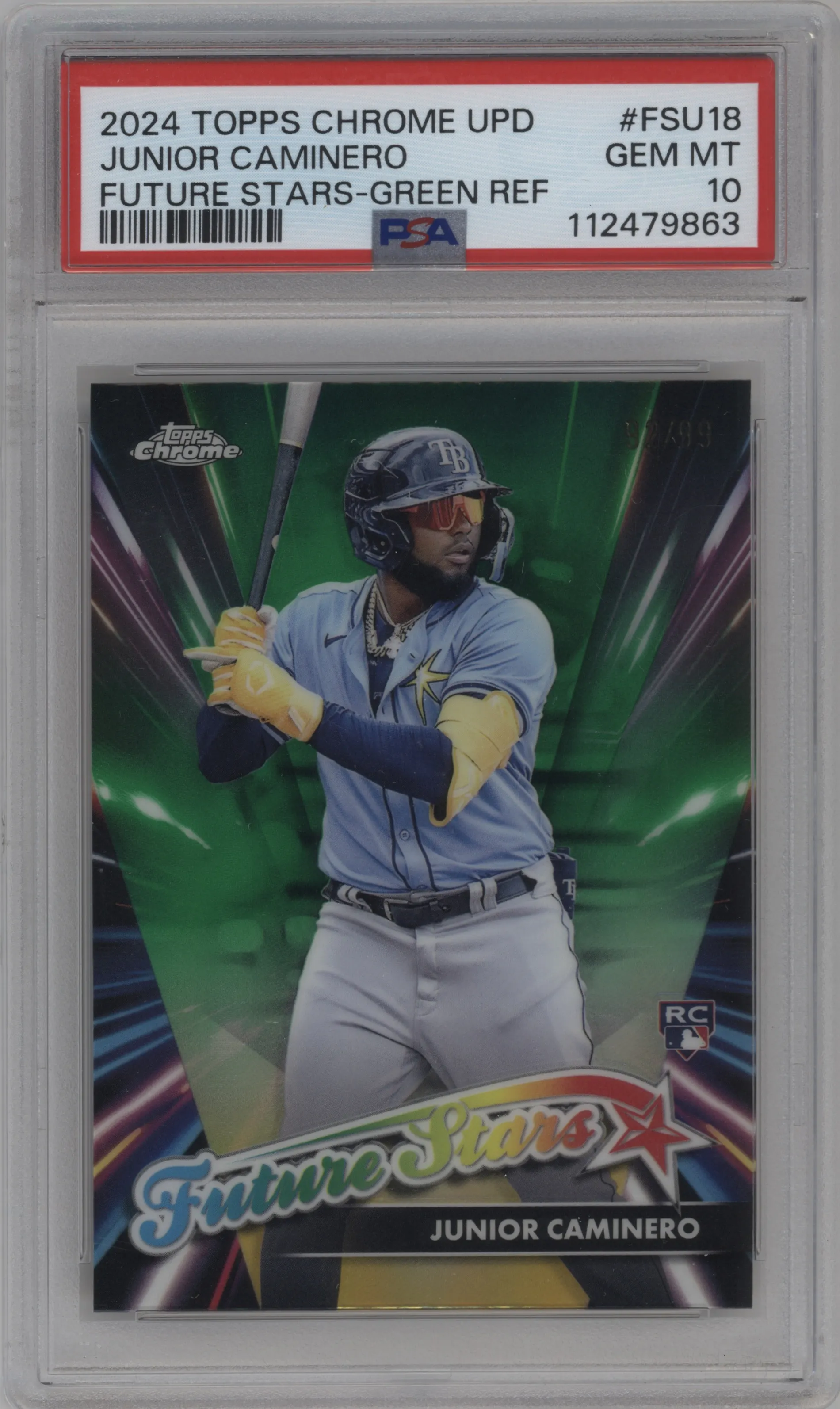 2024 Topps Chrome Update Future Stars Junior Caminero Green Refractor #FSU-18 PSA 10