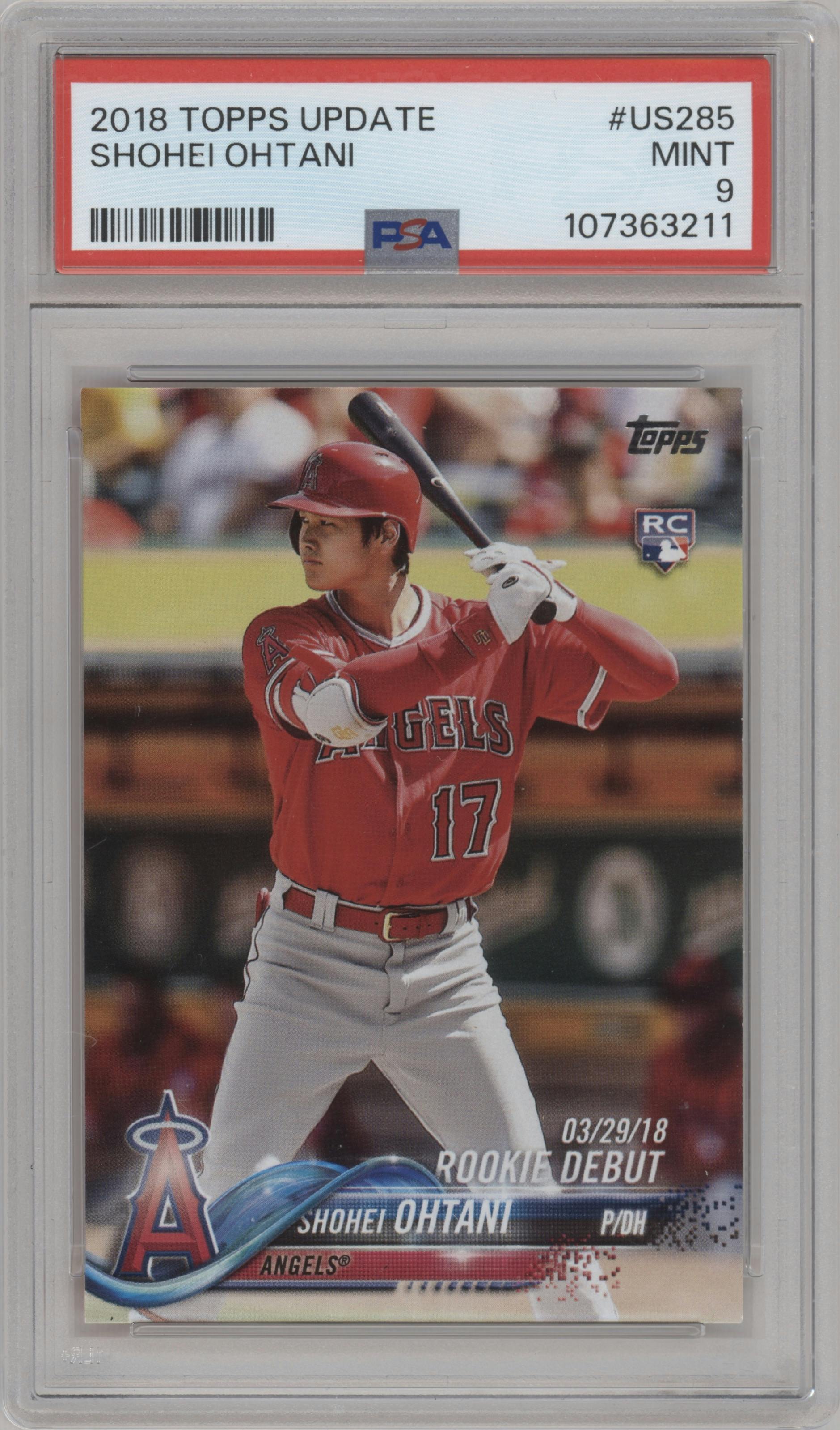 Shohei Ohtani from the 2018 Topps Update set graded by PSA and given an overall grade of 9.