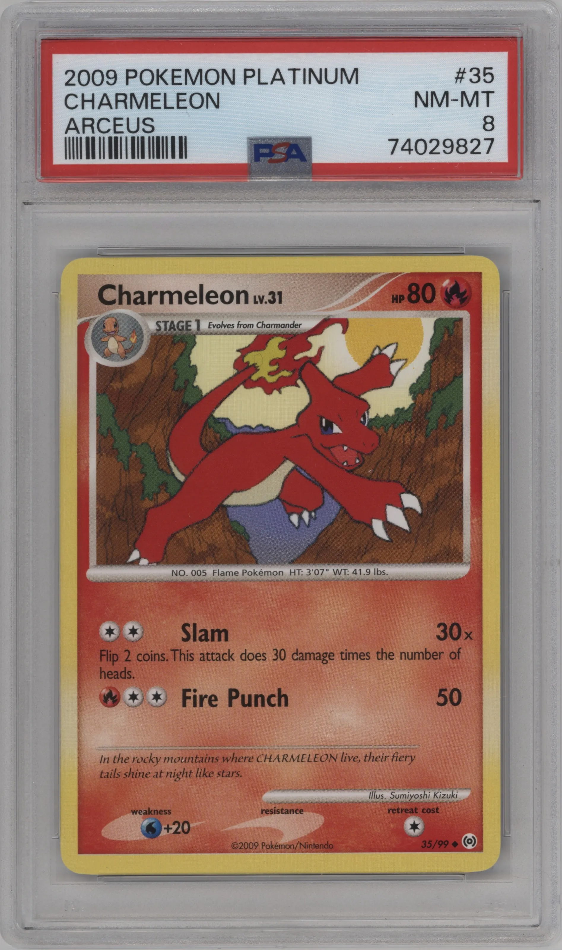 2009 Pokemon Platinum Arceus Charmeleon #35 PSA 8