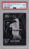 Riley Greene from the 2023 Topps Chrome Black set graded by PSA and given an overall grade of 9.